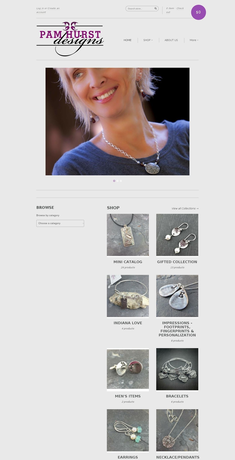 pamhurst.com shopify website screenshot