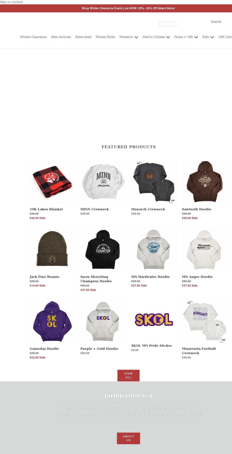 pampanovaca.com shopify website screenshot