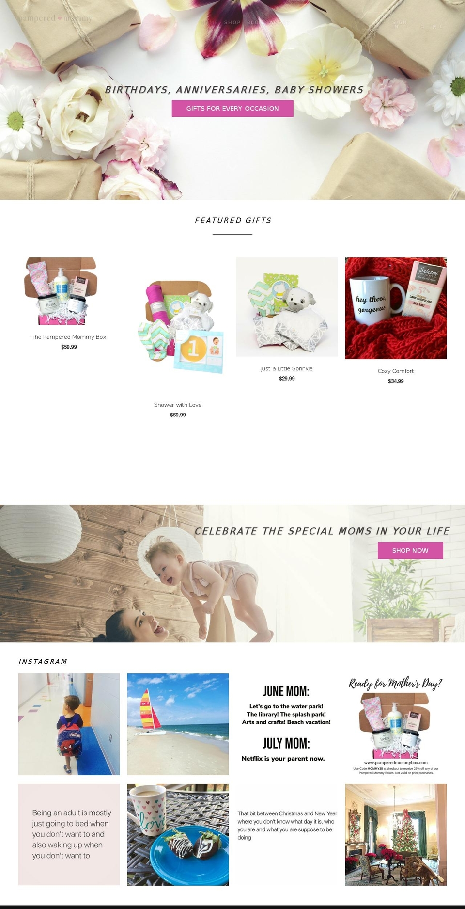 pamperedmommabox.com — Shopify storefront screenshot