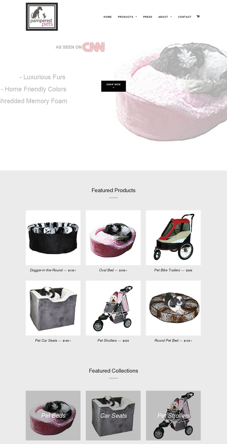 pamperedpets.biz shopify website screenshot