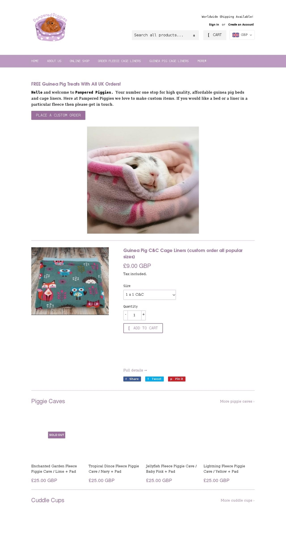 pamperedpiggies.org.uk shopify website screenshot