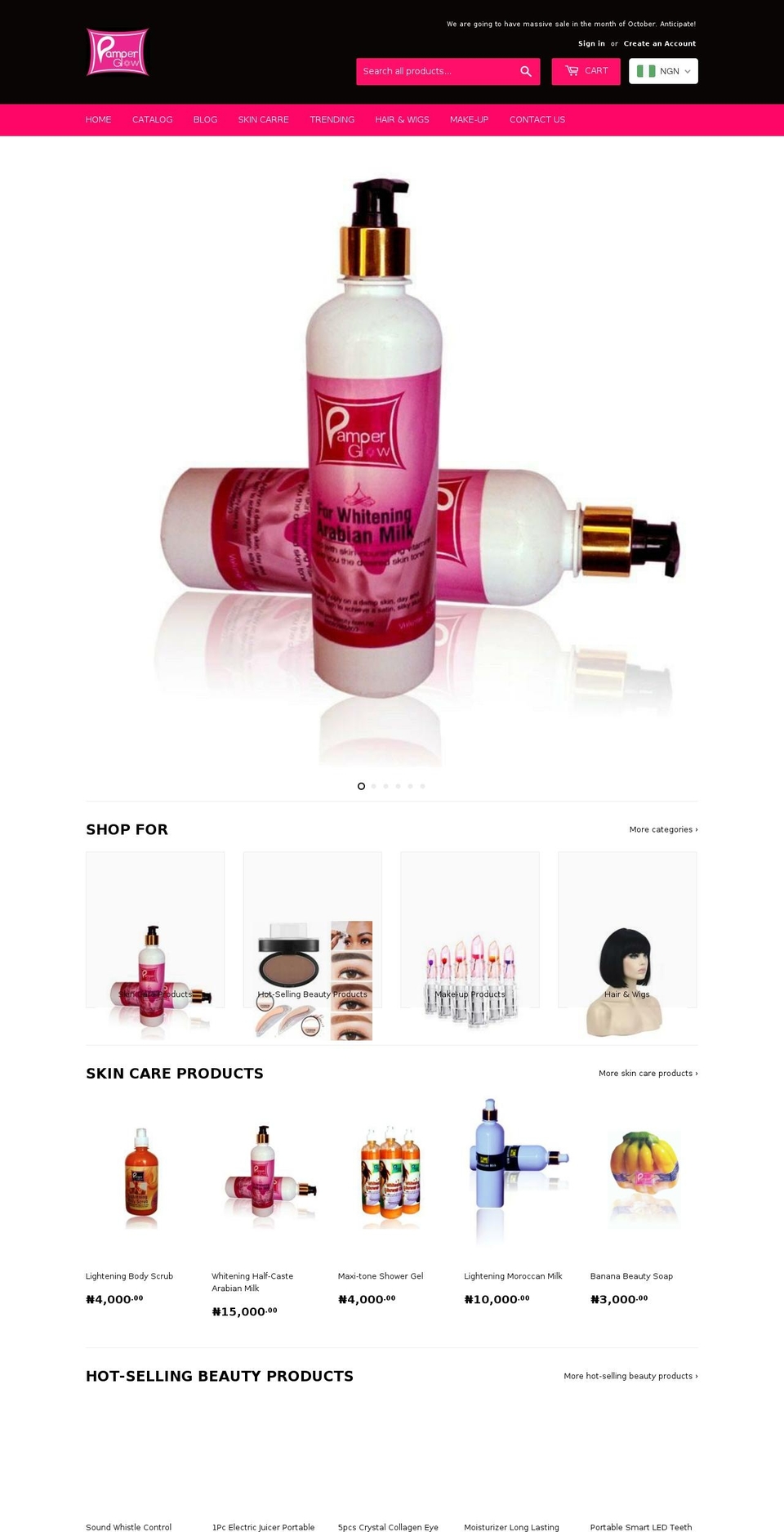 pamperglow.com — Shopify storefront screenshot
