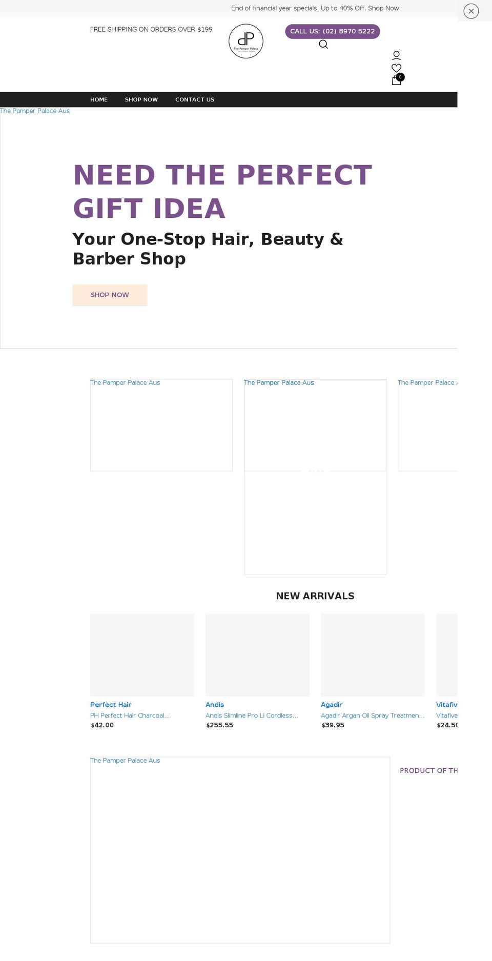 pamperpalace.com.au shopify website screenshot