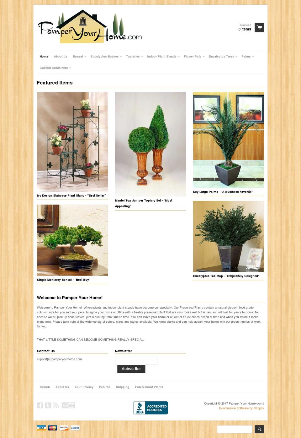 pamperyourhome.com shopify website screenshot
