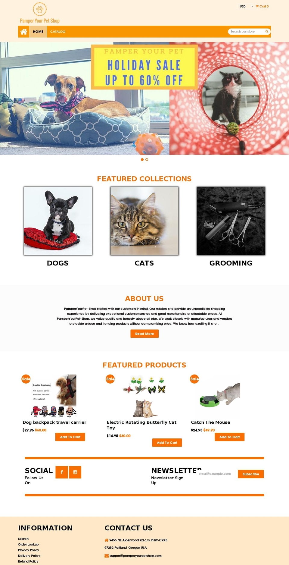 Animals Shopify theme site example pamperyourpetshop.com