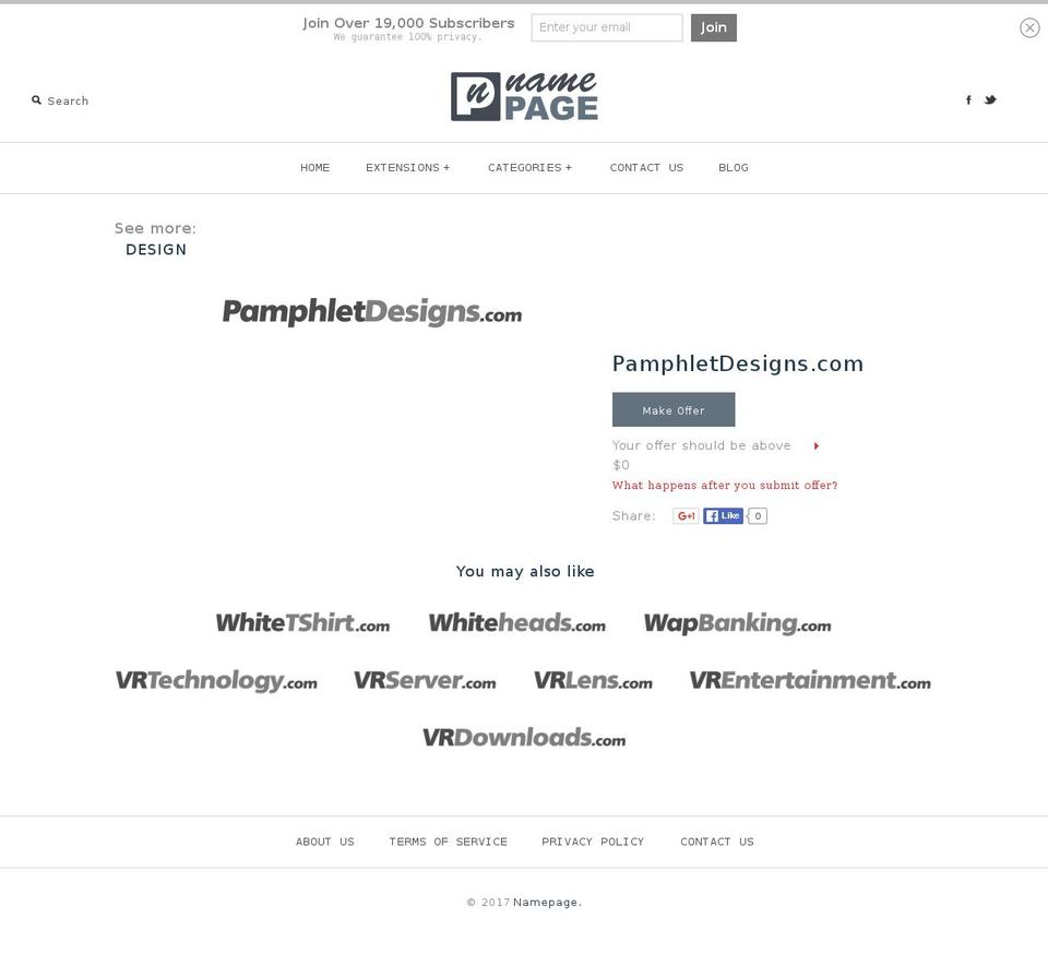 pamphletdesigns.com shopify website screenshot