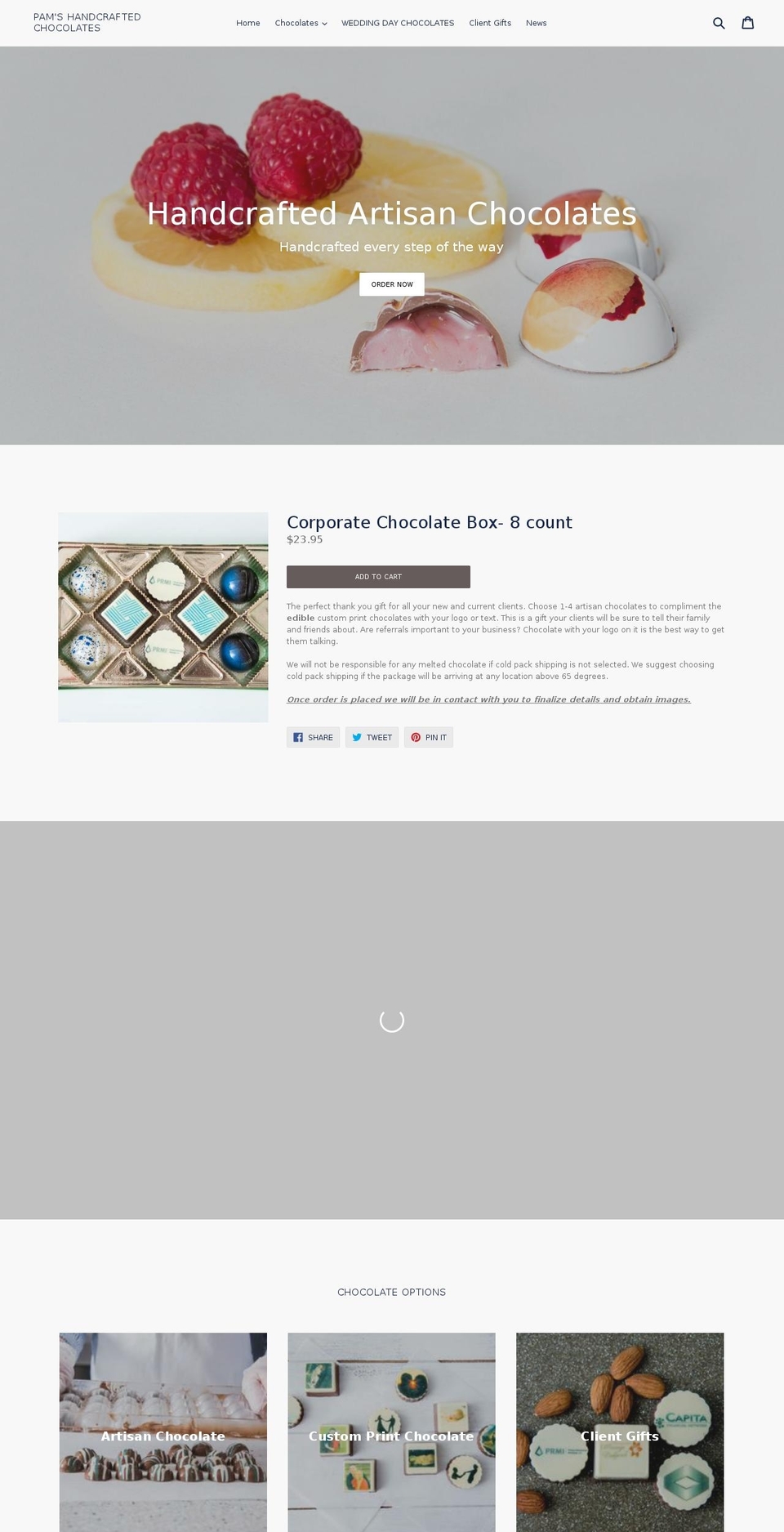 pamshandcraftedchocolates.com — Shopify storefront screenshot