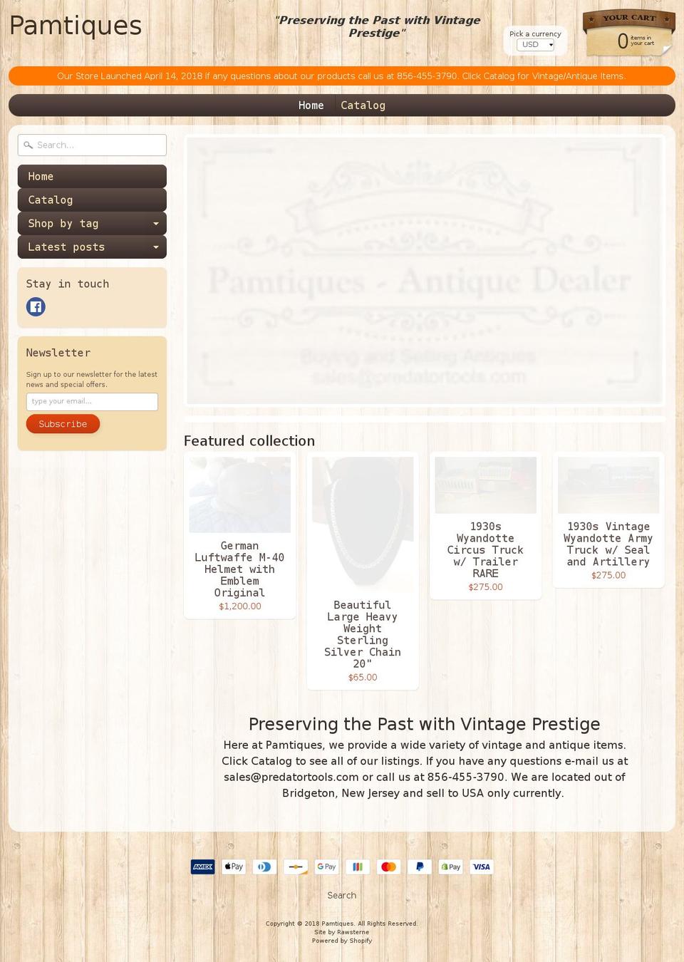 pamtiques.com shopify website screenshot