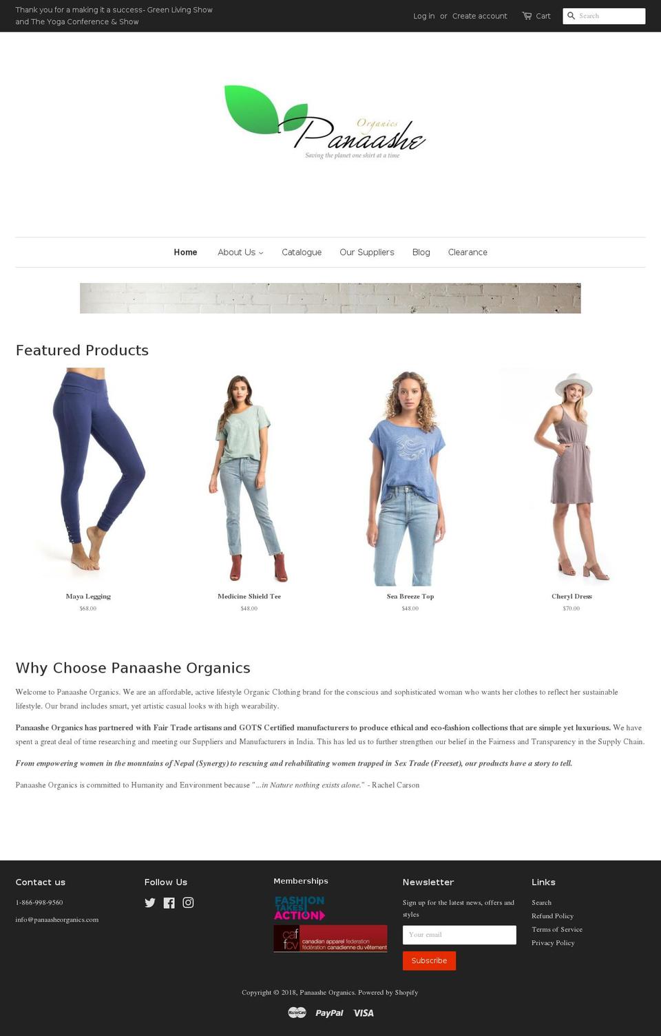 panaasheorganics.com — Shopify storefront screenshot