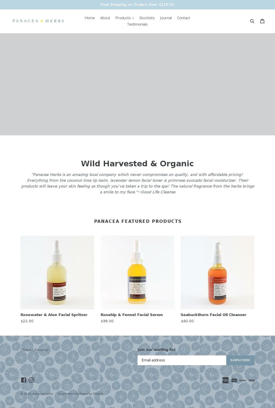 panaceaherbs.ca shopify website screenshot