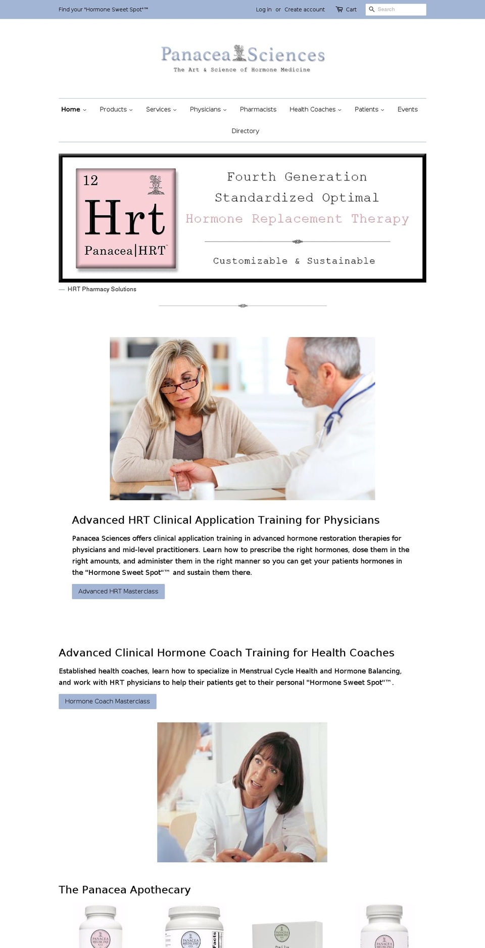 panaceasciences.com — Shopify storefront screenshot