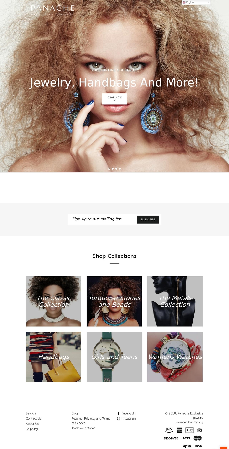 panacheexclusivejewelry.com — Shopify storefront screenshot