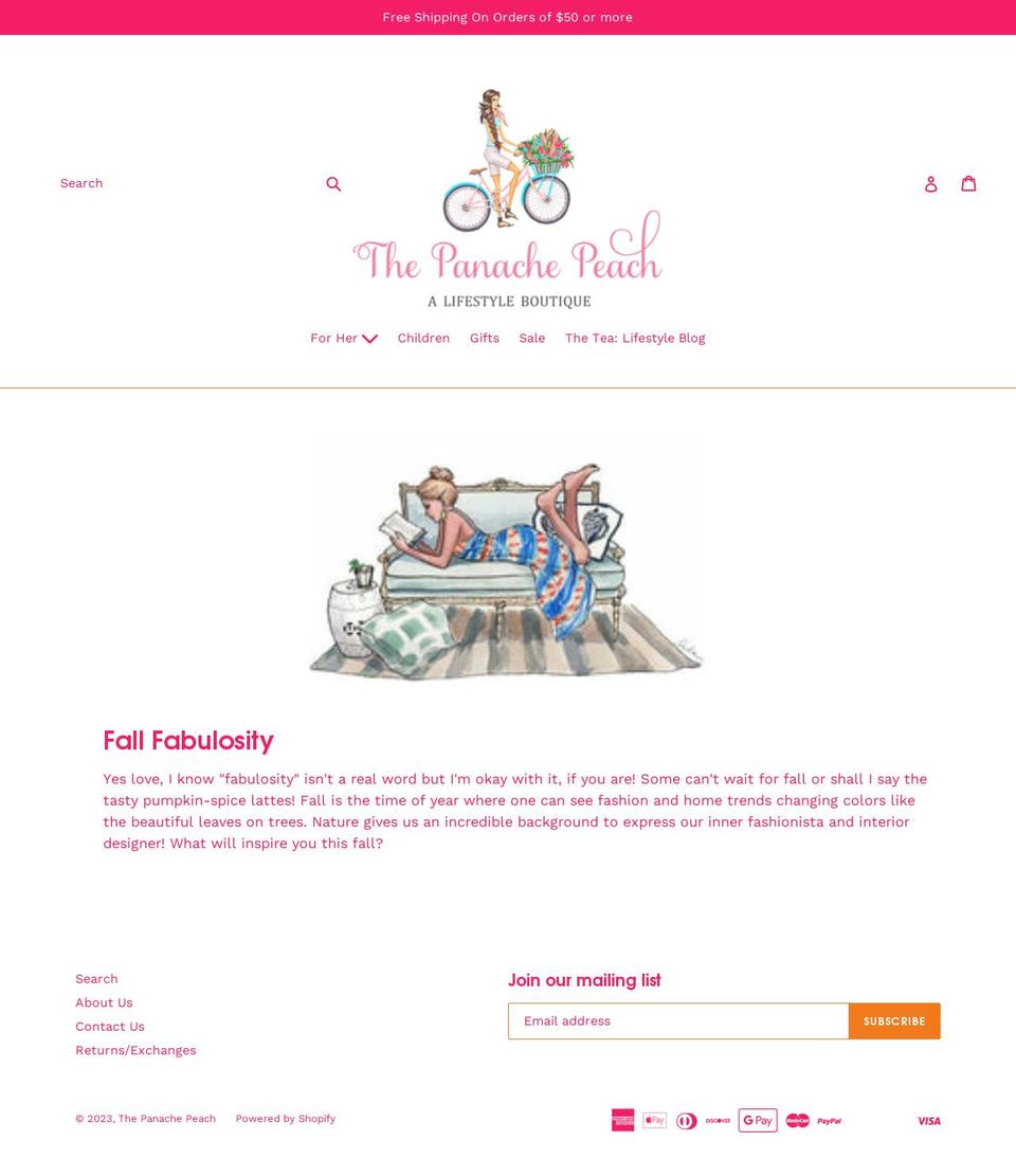 panachepeach.com shopify website screenshot