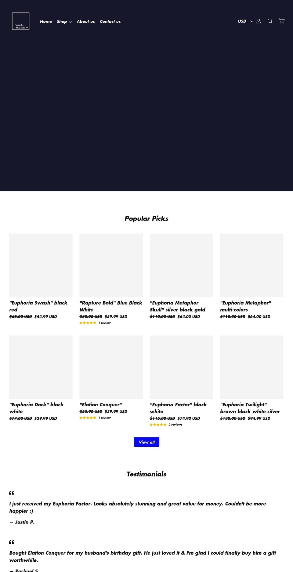 panacheunlimited.com — Shopify storefront screenshot