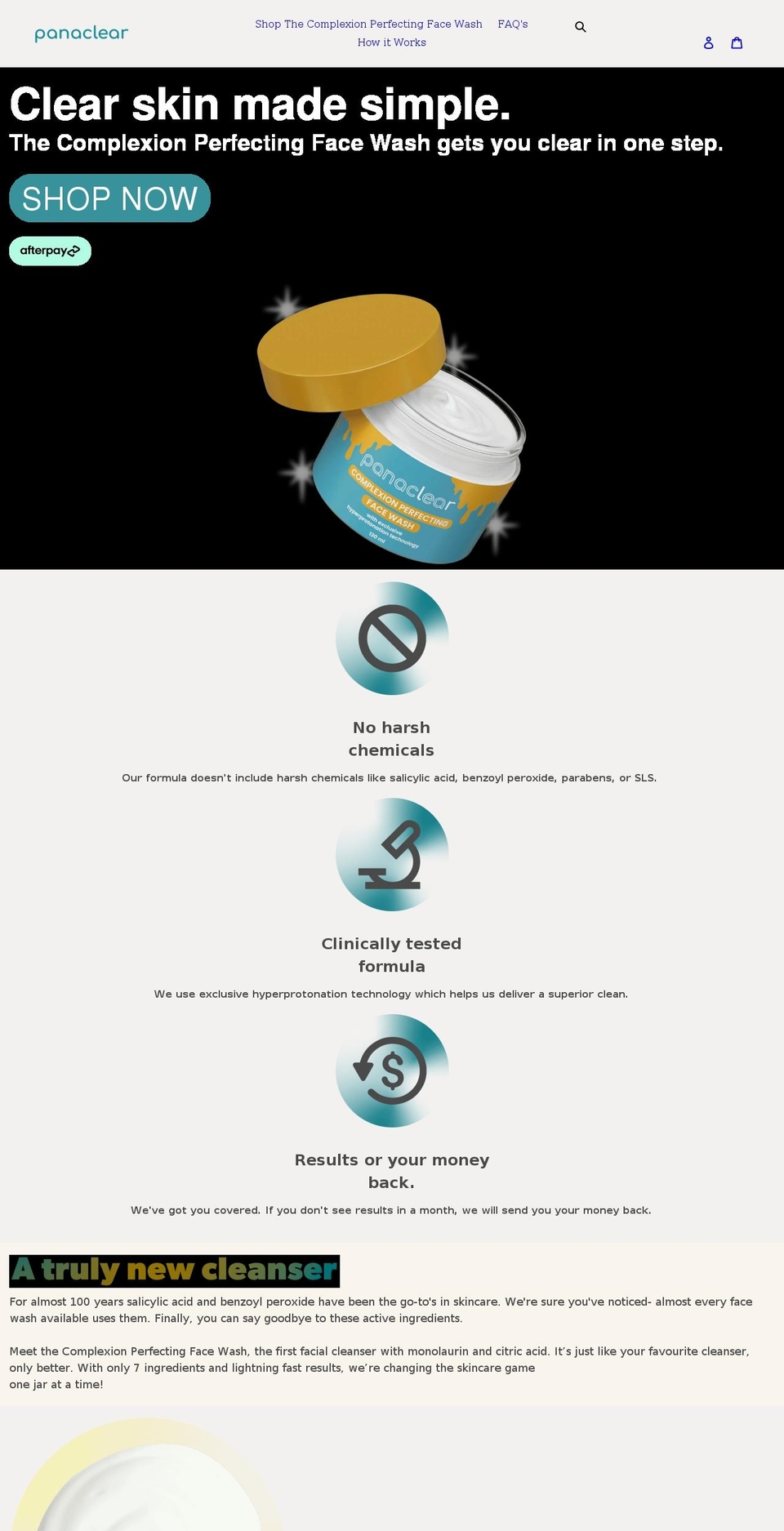 panaclear.com shopify website screenshot