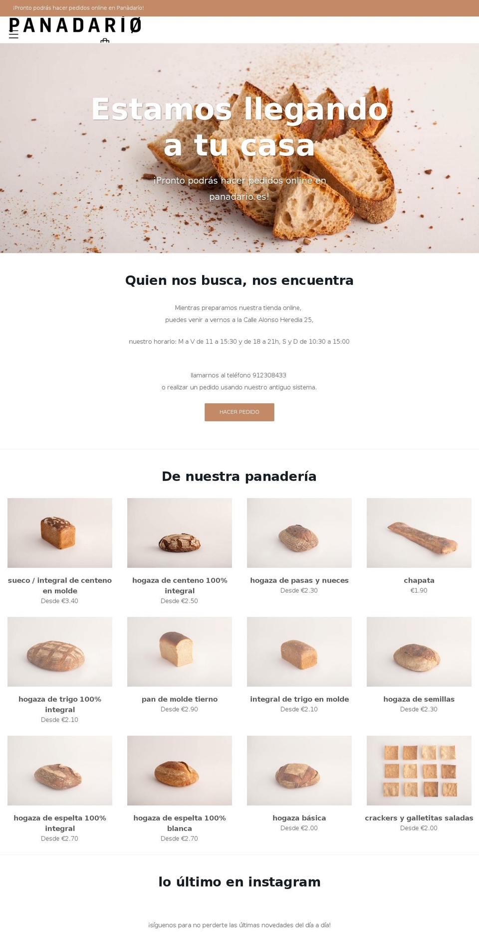 panadario.es shopify website screenshot