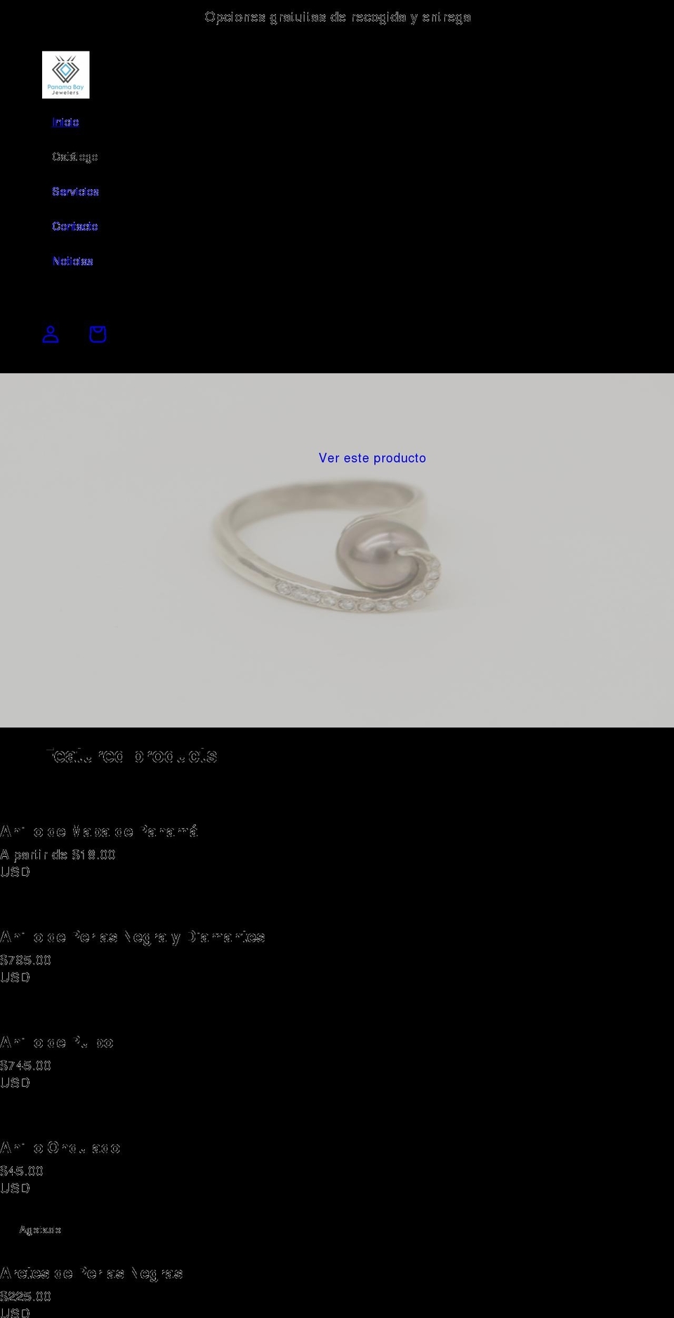 panamabayjewelers.com shopify website screenshot