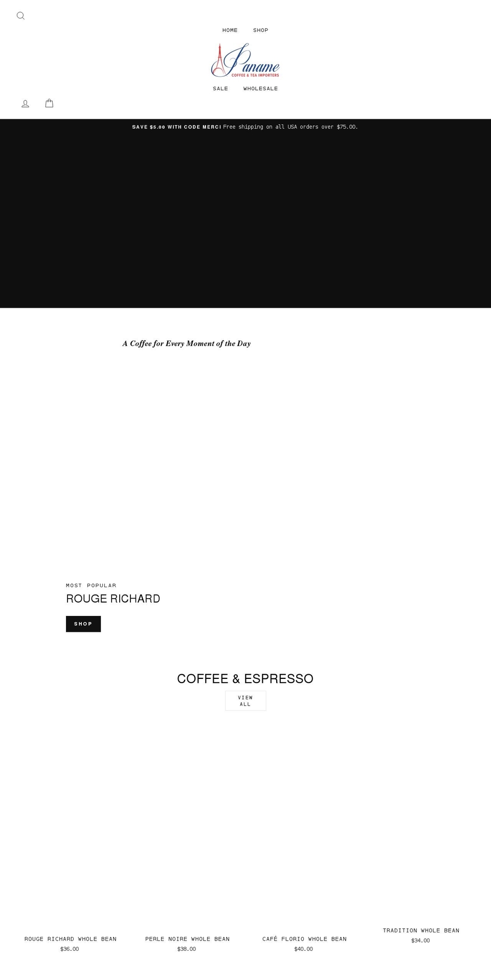 panamecoffee.com shopify website screenshot