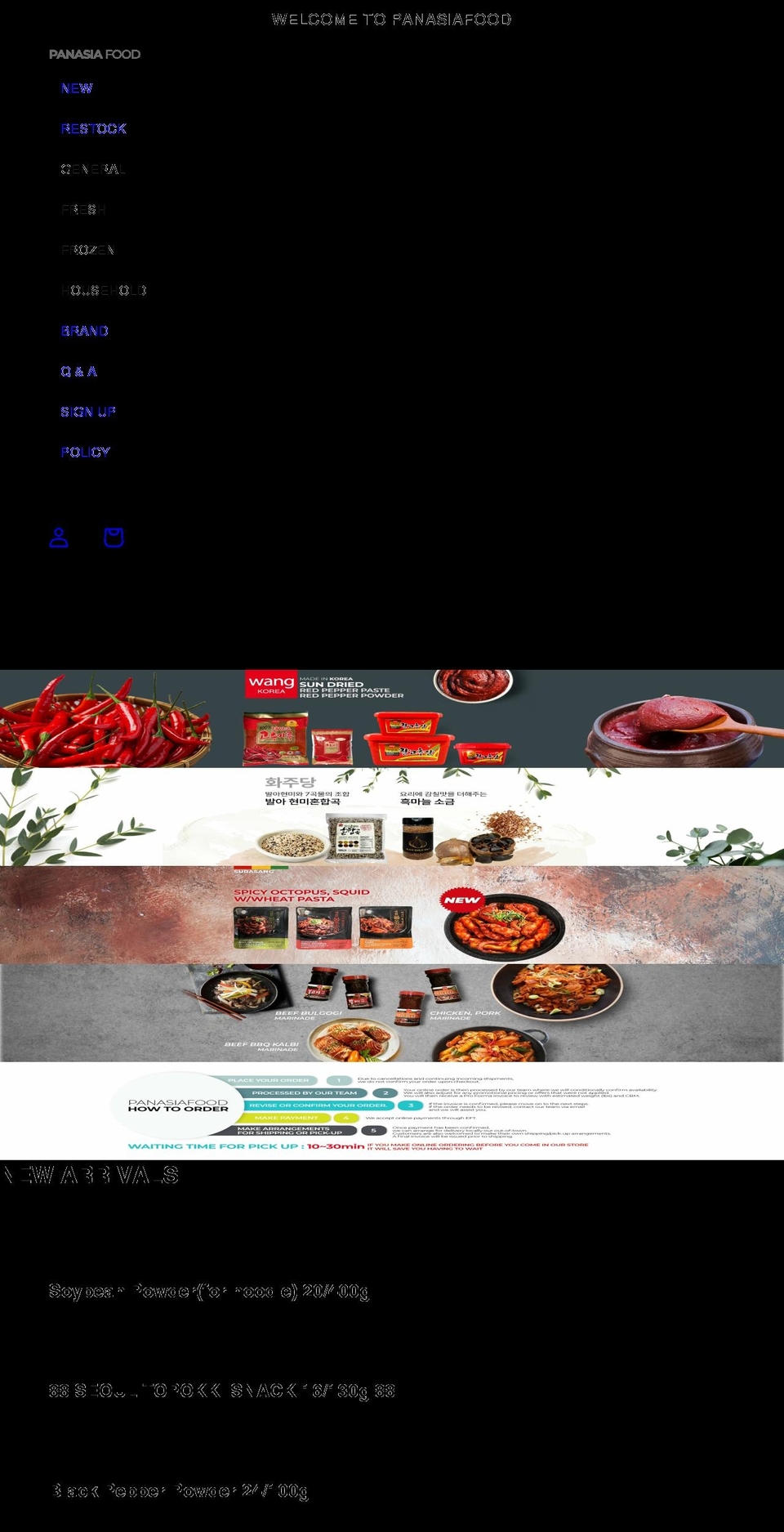 panasiafood.net shopify website screenshot