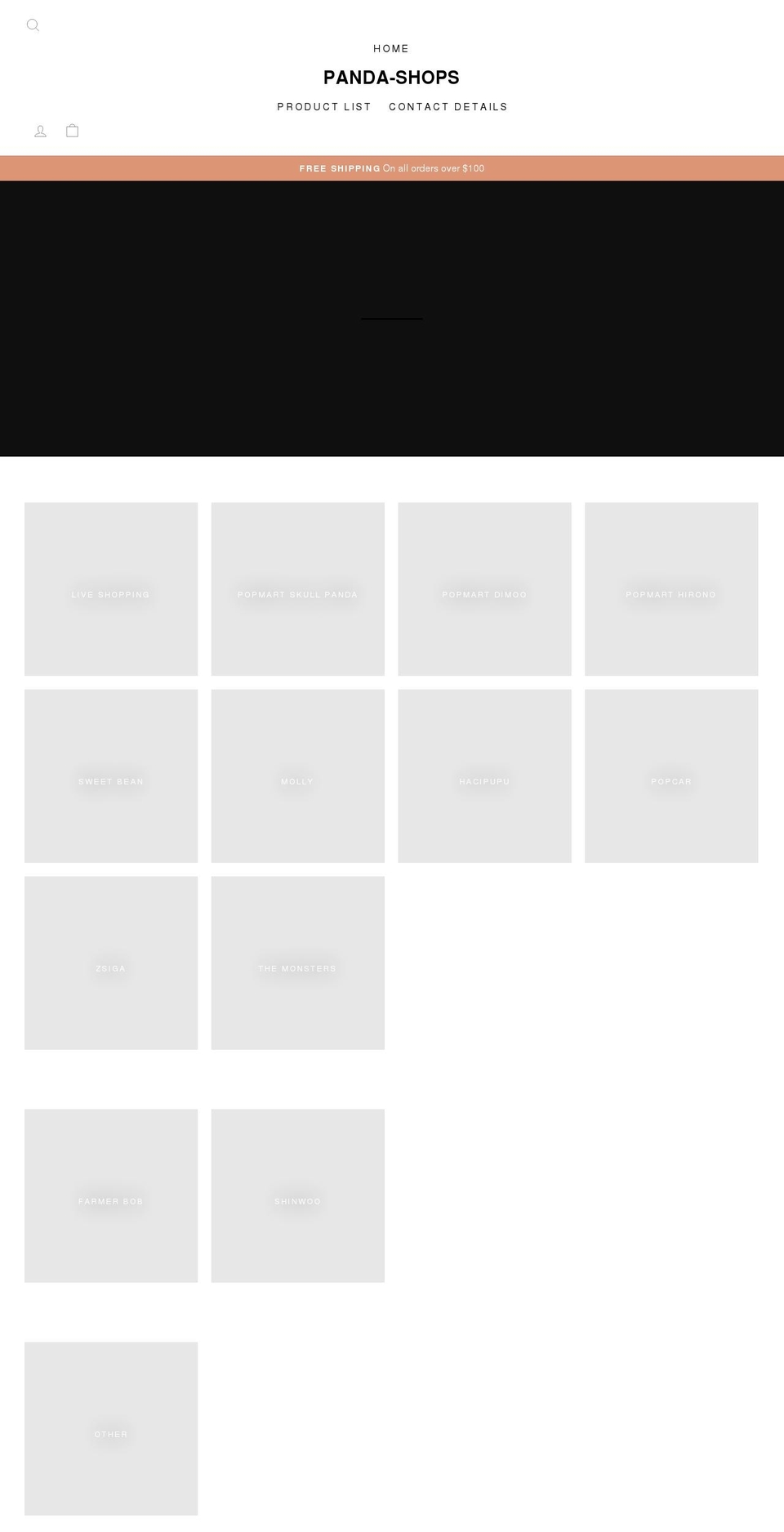 panda-shops.com shopify website screenshot