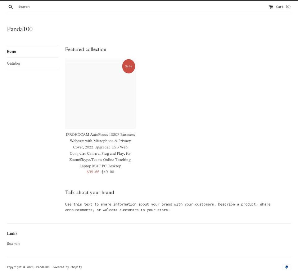 panda100.com shopify website screenshot