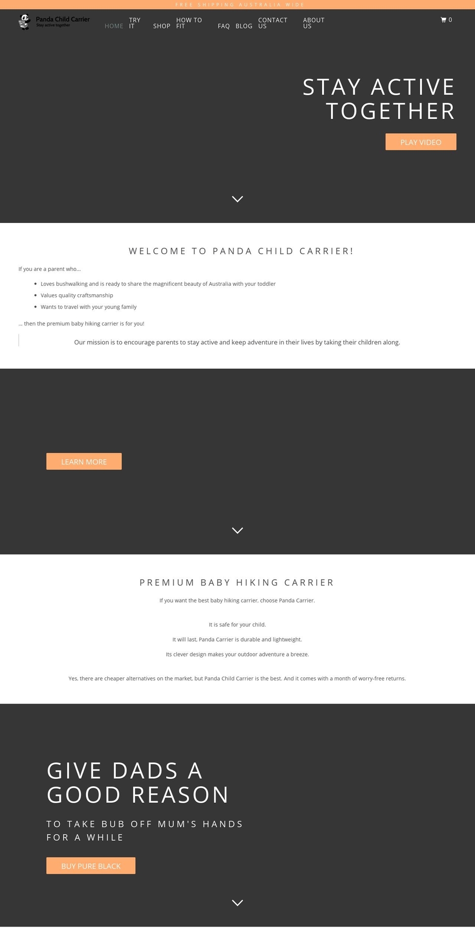 pandacarrier.com.au shopify website screenshot