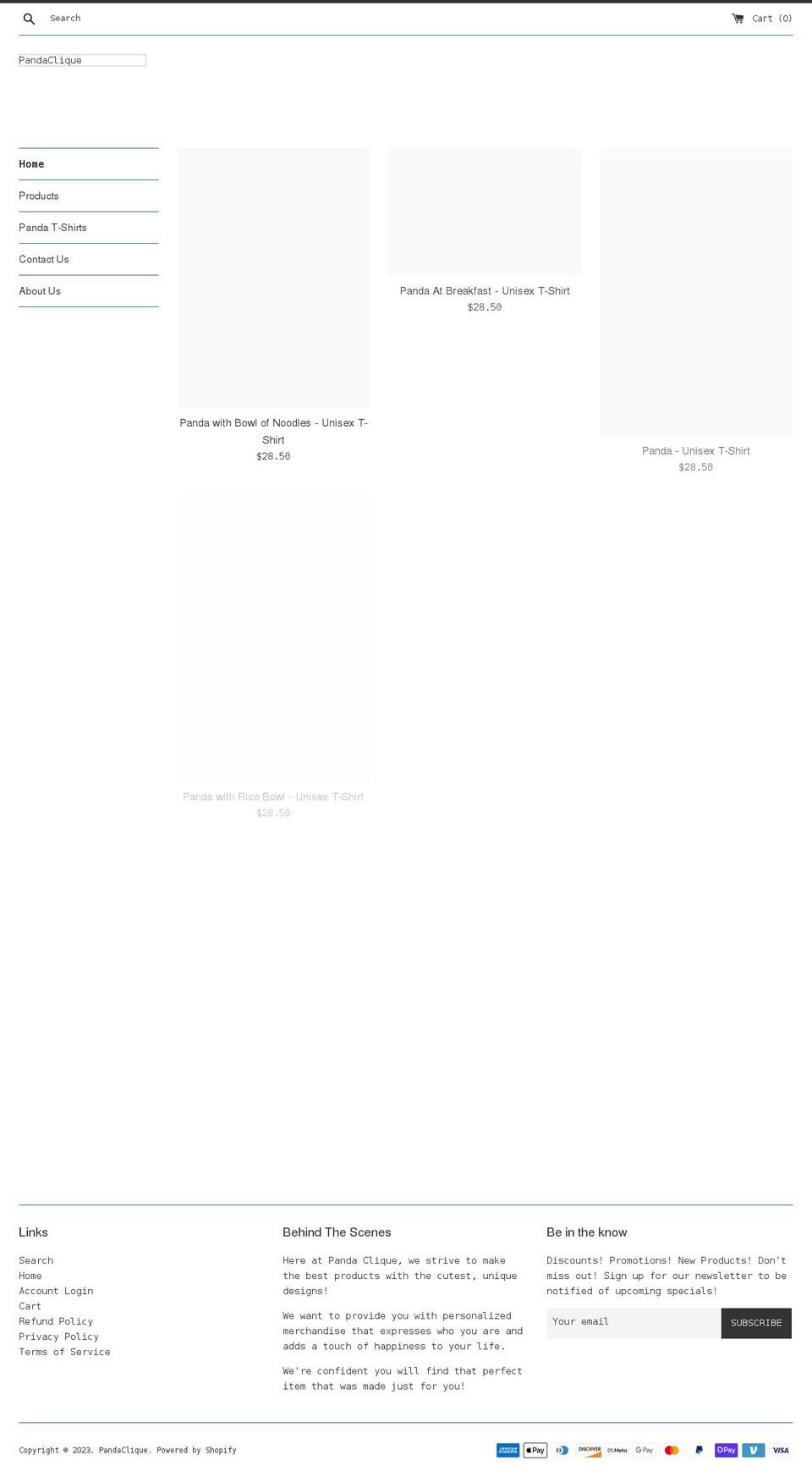 pandaclique.com shopify website screenshot