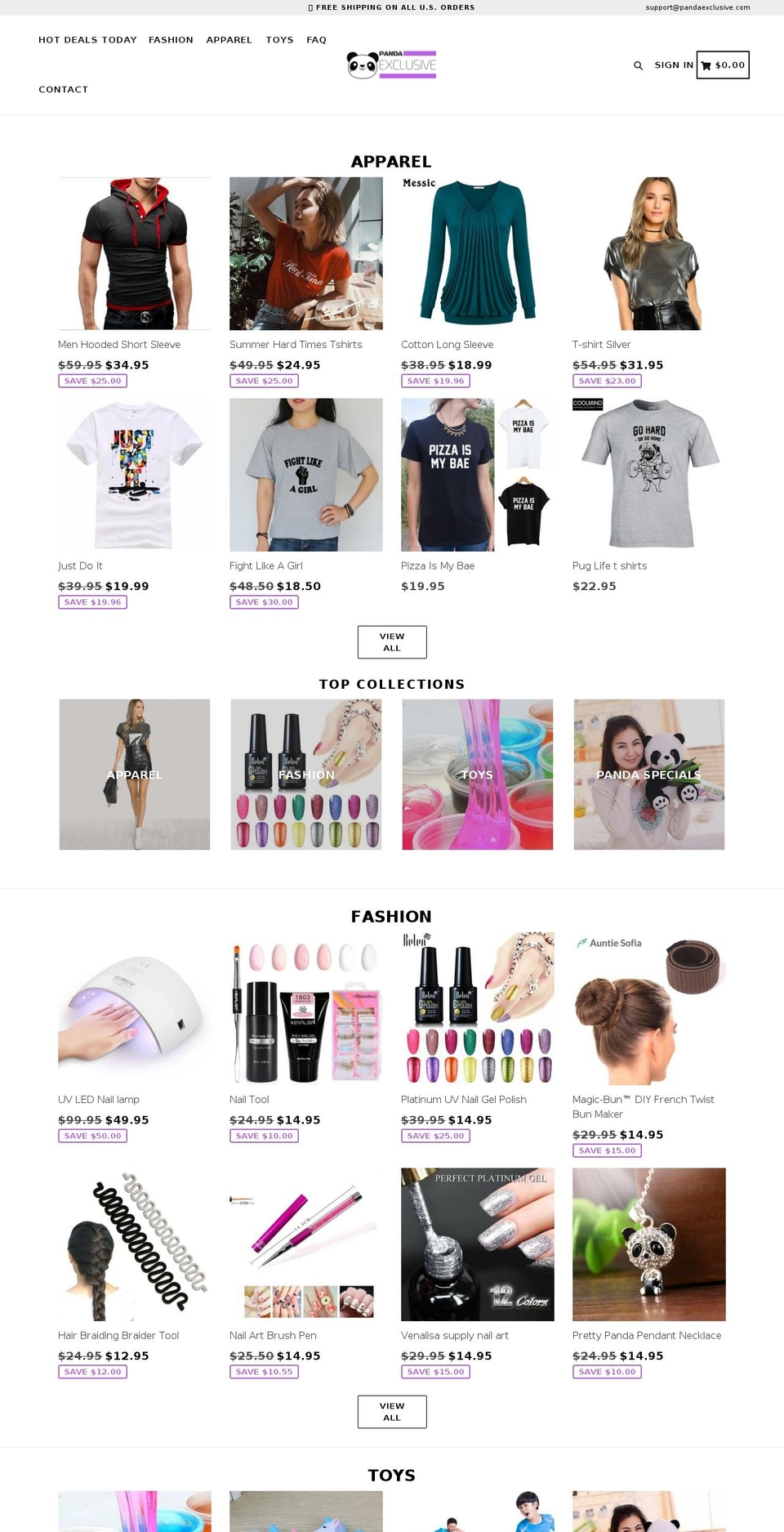 pandaexclusive.com — Shopify storefront screenshot