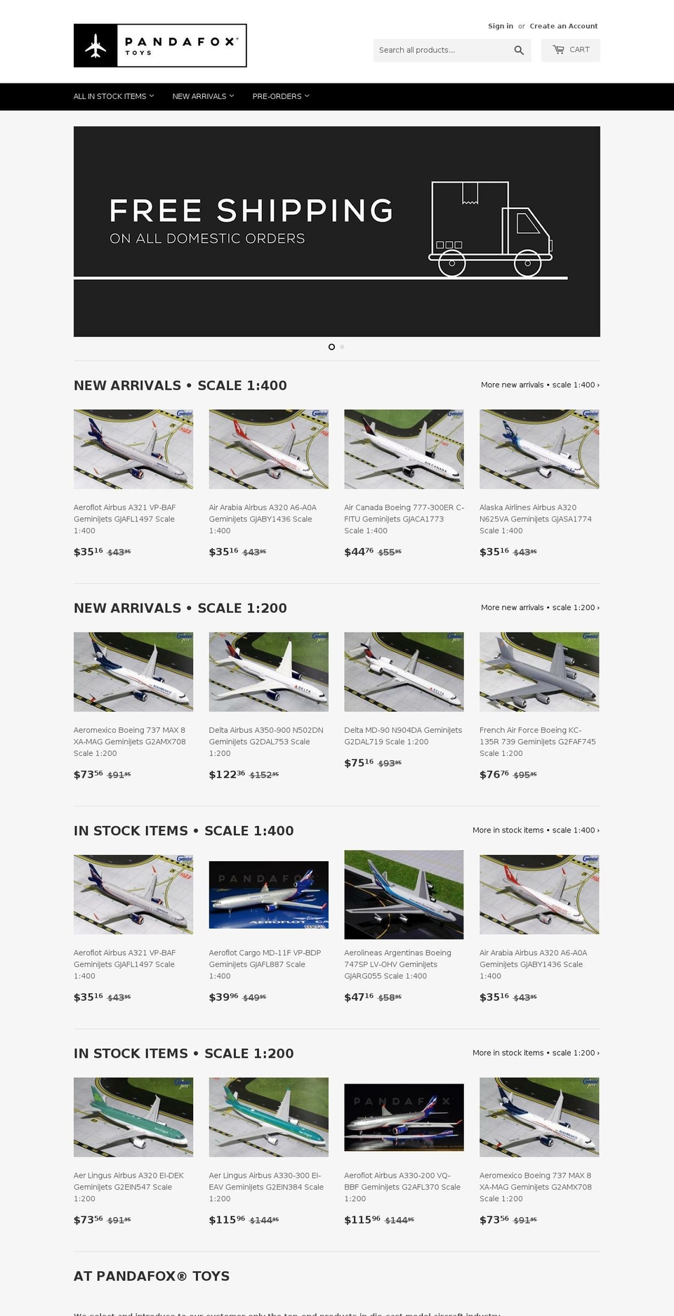 pandafoxtoys.com shopify website screenshot