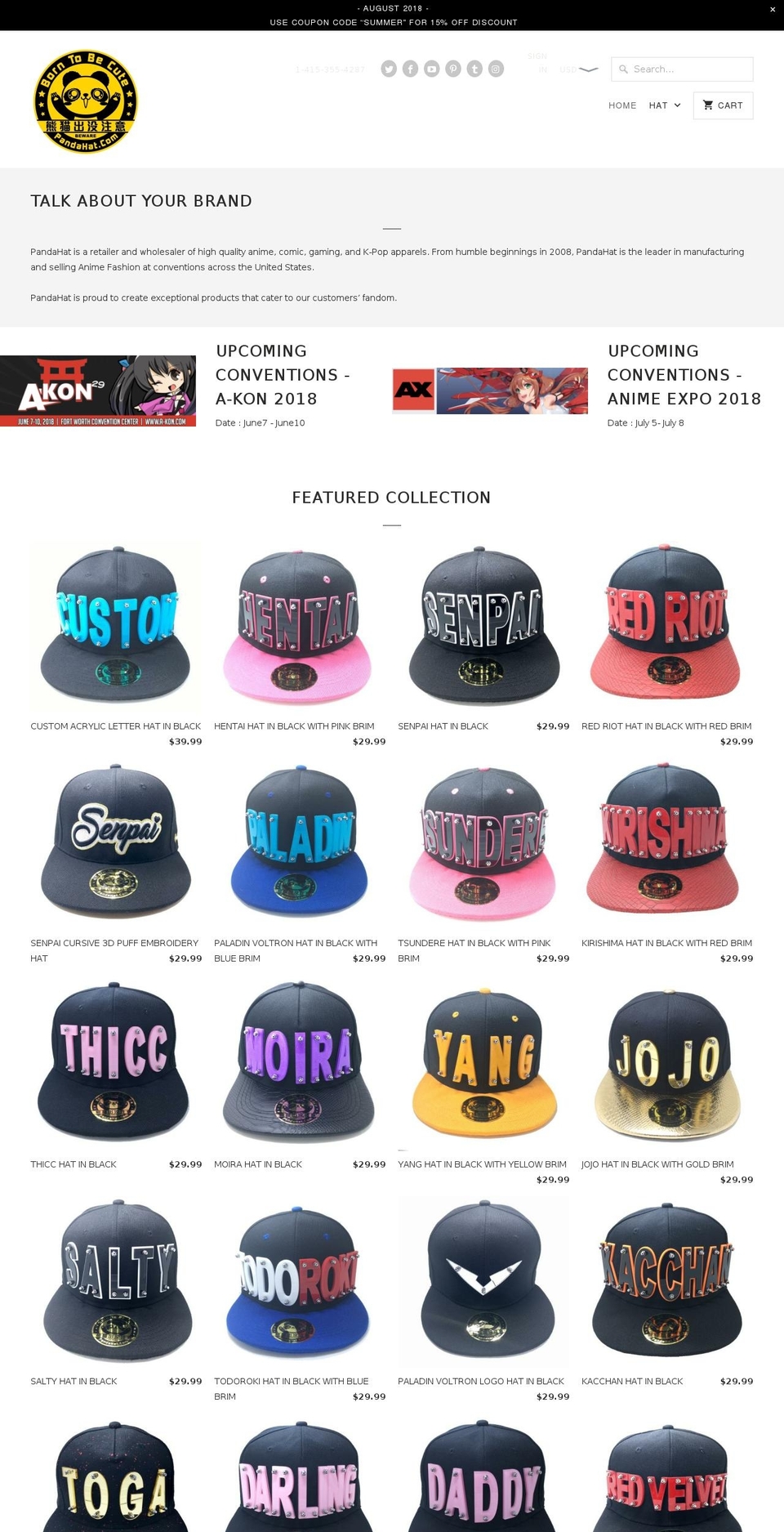 pandahat.com — Shopify storefront screenshot