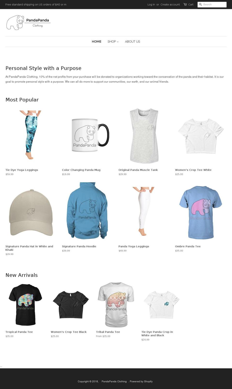 pandapandaclothing.com — Shopify storefront screenshot