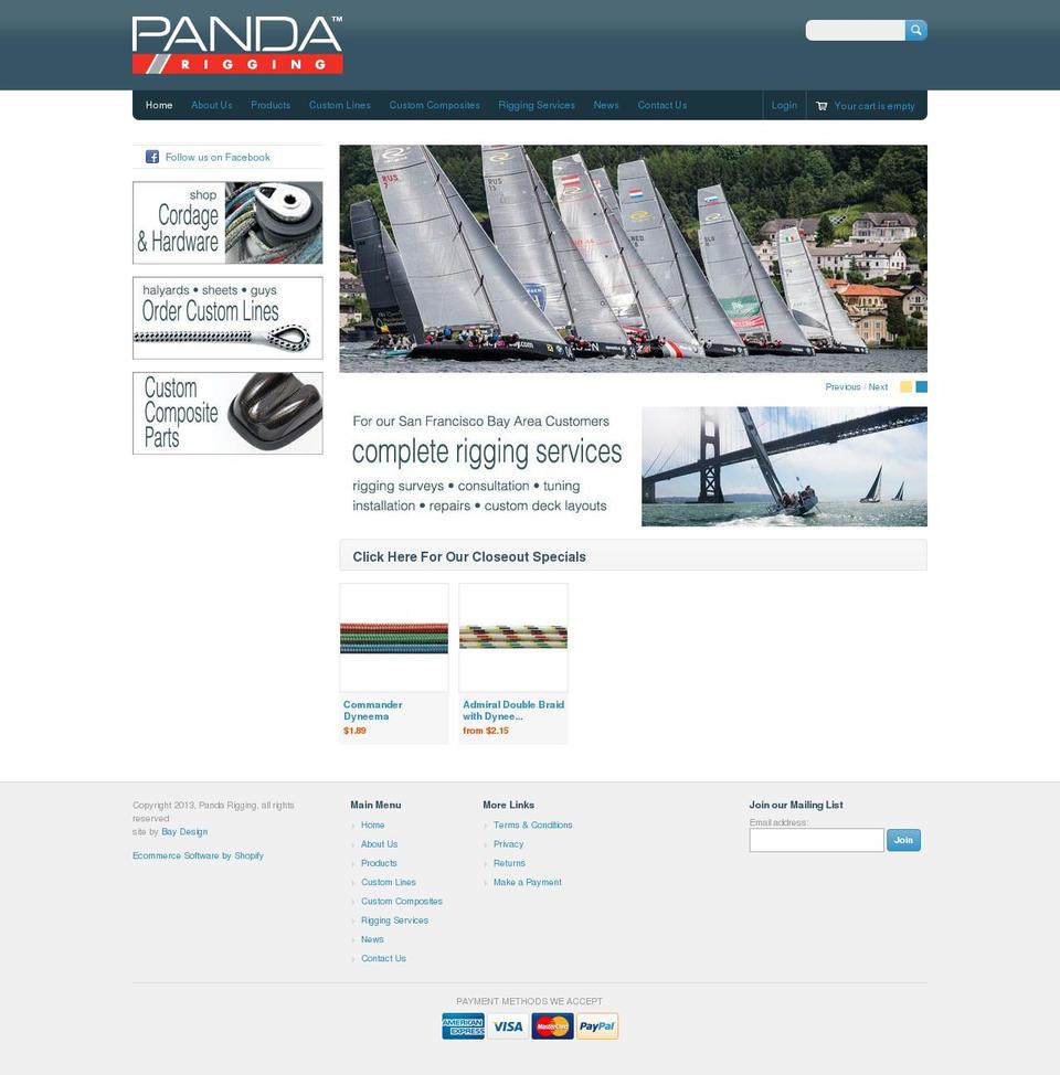 pandarigging.net shopify website screenshot