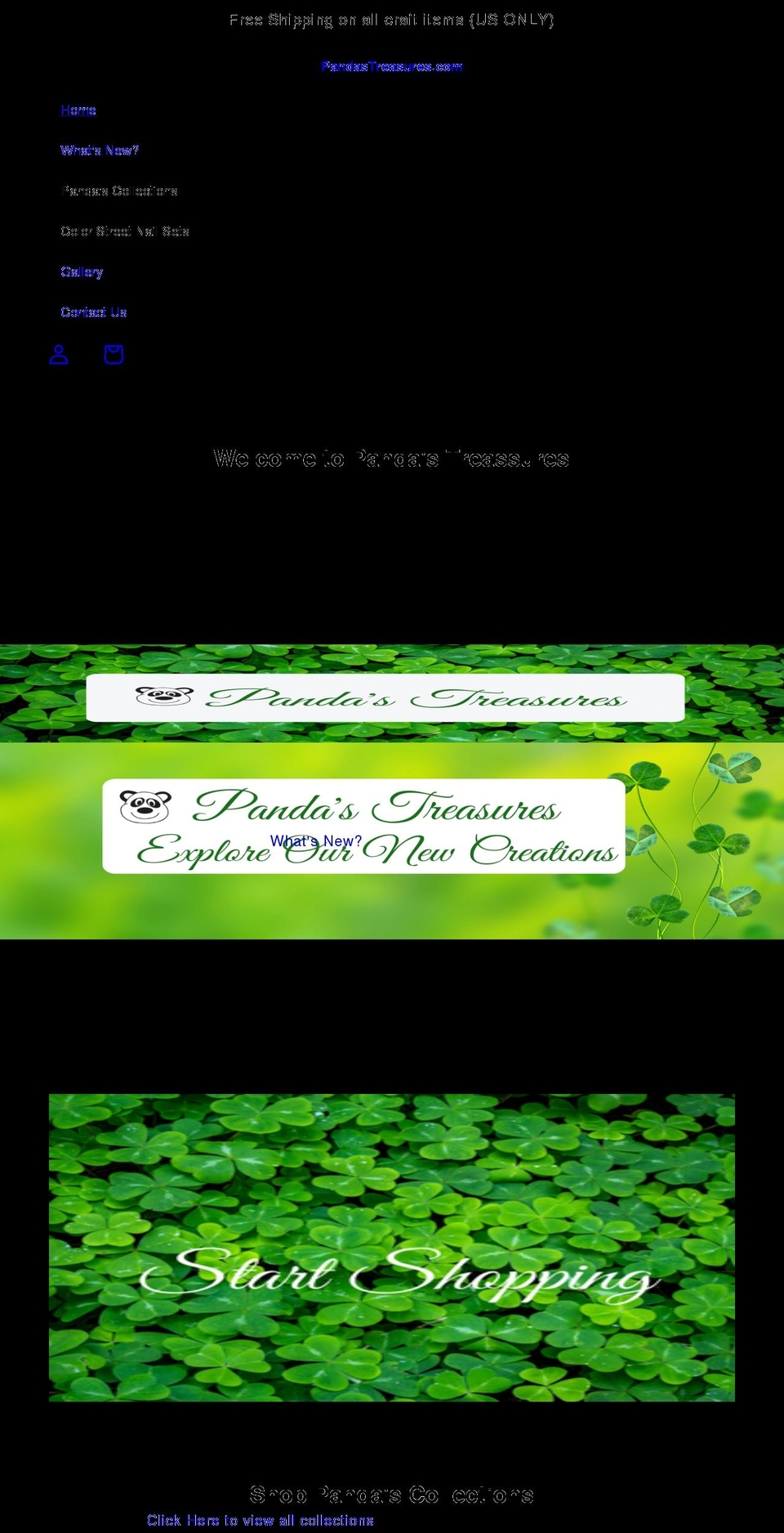 pandastreasures.com shopify website screenshot