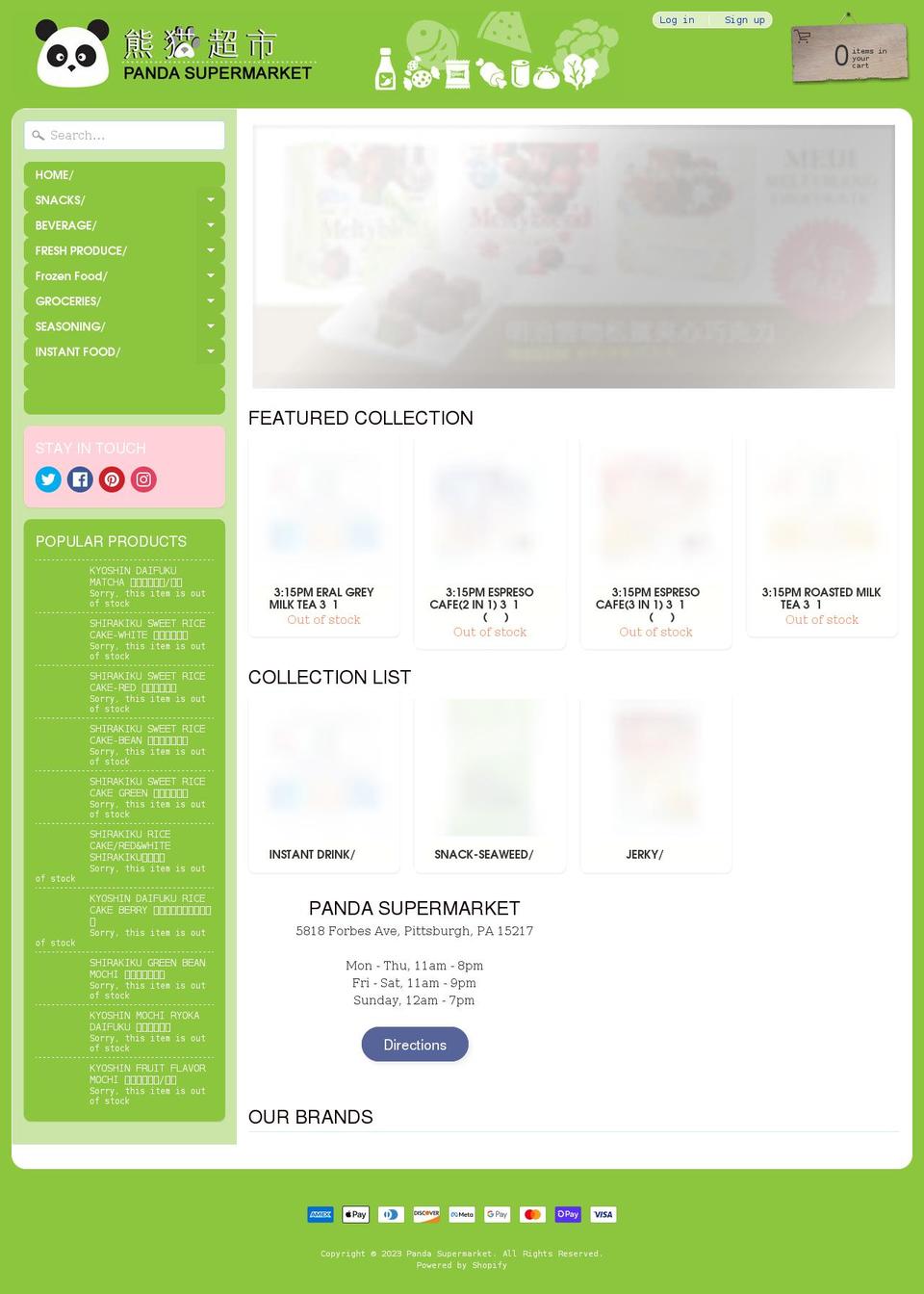 pandasupermarkets.com — Shopify storefront screenshot