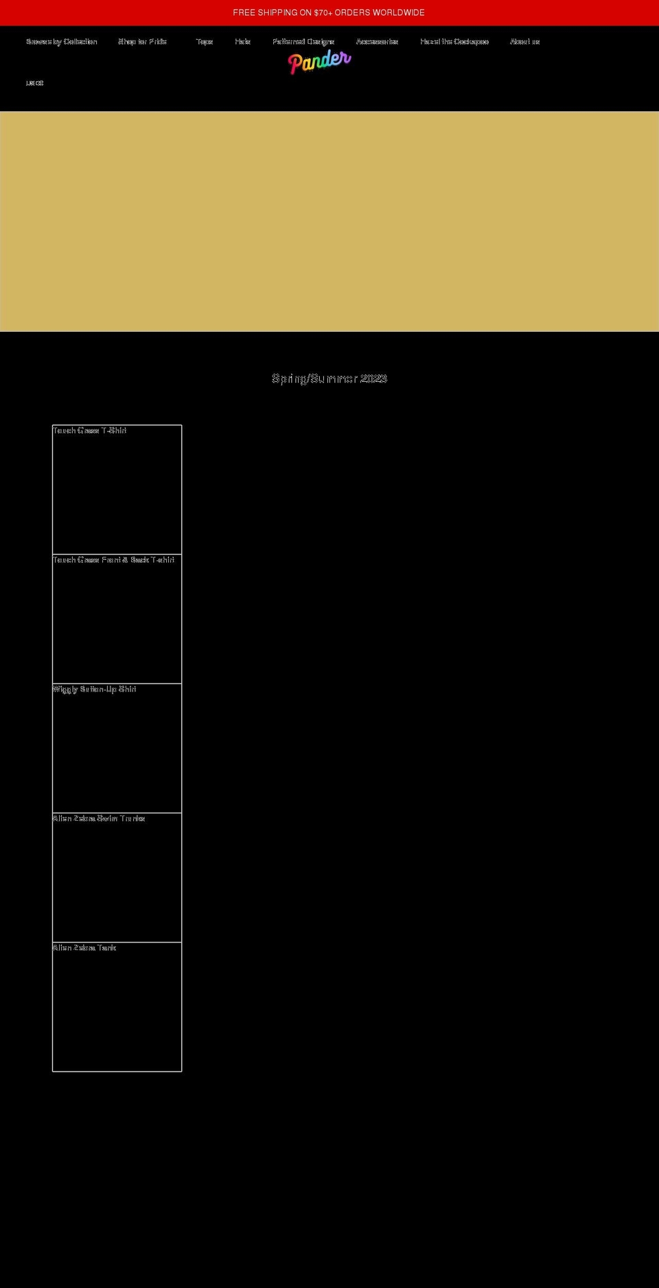 pandershirts.com shopify website screenshot