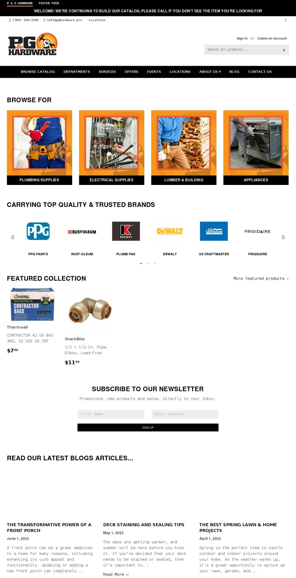 Nucleus Shopify theme site example pandghardware.com