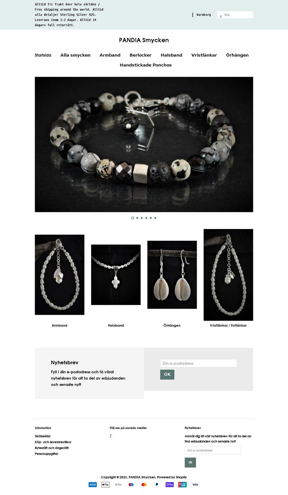 pandia.se shopify website screenshot