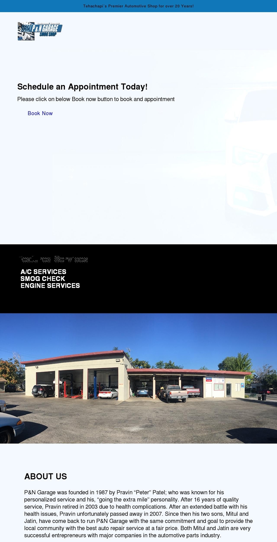 pandngarage.com shopify website screenshot