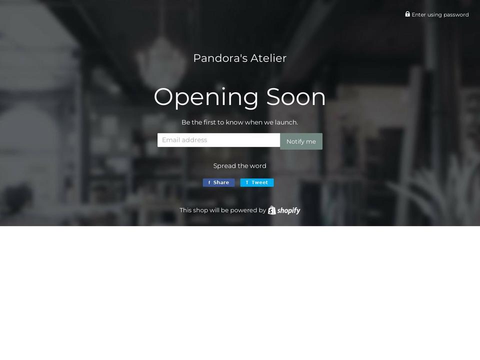 pandorasatelier.com — Shopify storefront screenshot