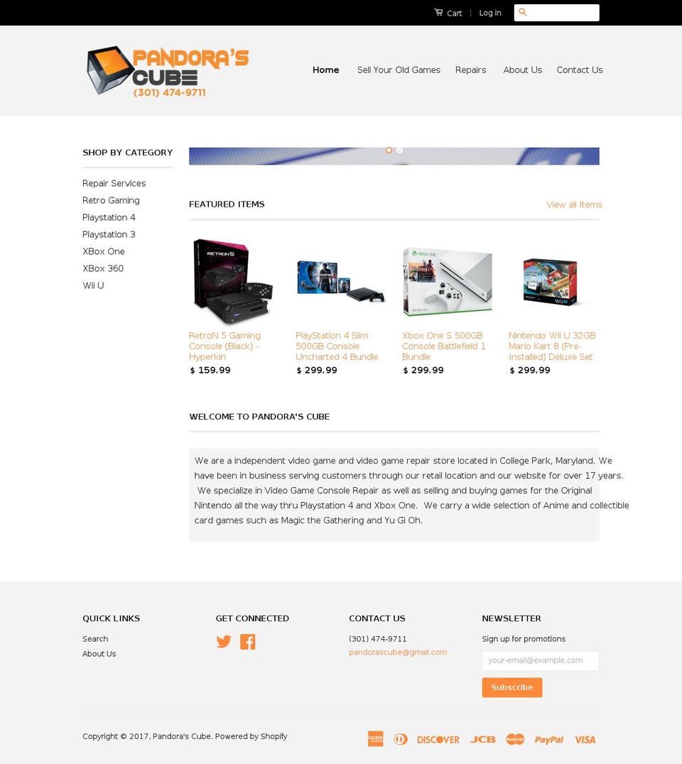 pandorascube.com shopify website screenshot