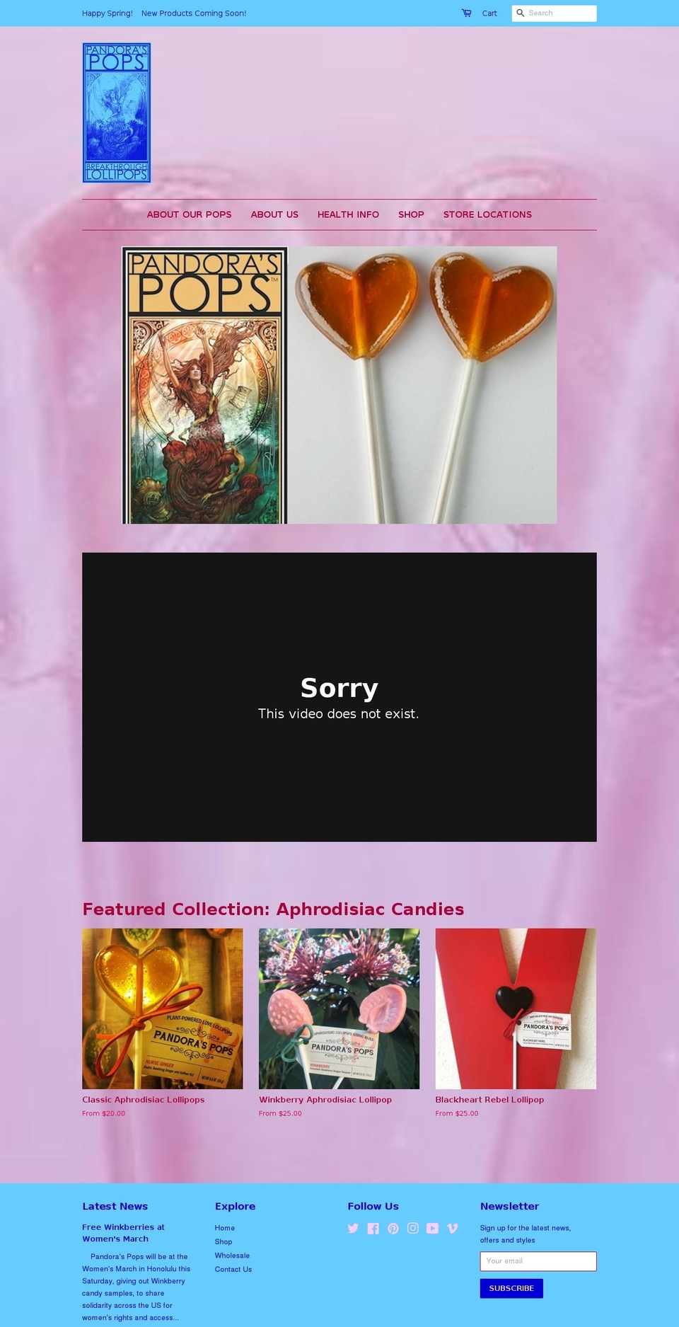 pandoraspops.com shopify website screenshot