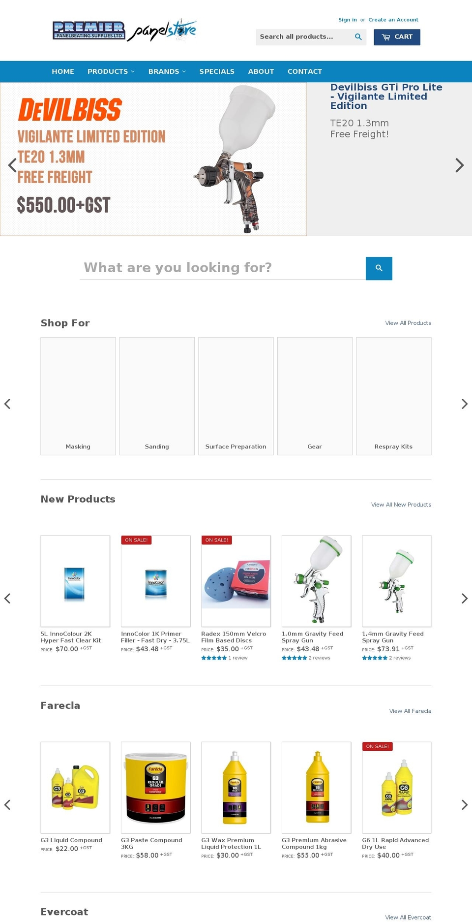 panelbeatingsupplies.com — Shopify storefront screenshot