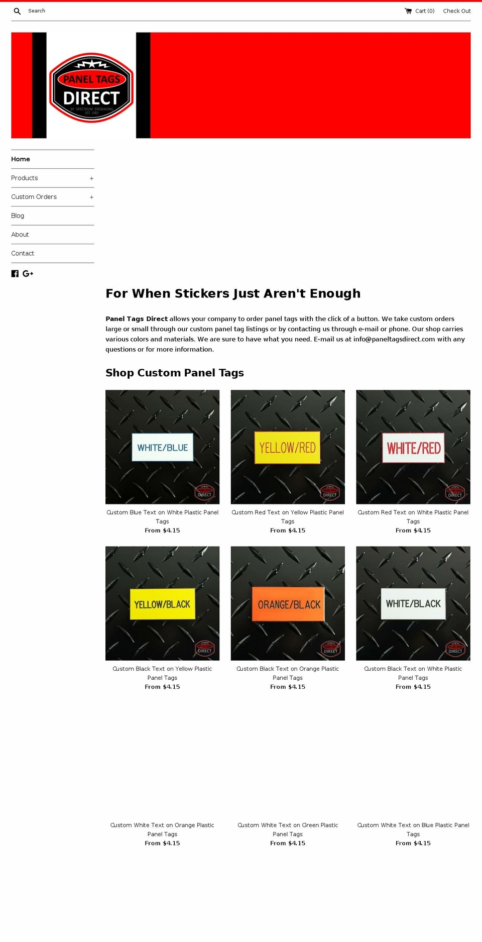 paneltagsdirect.com shopify website screenshot