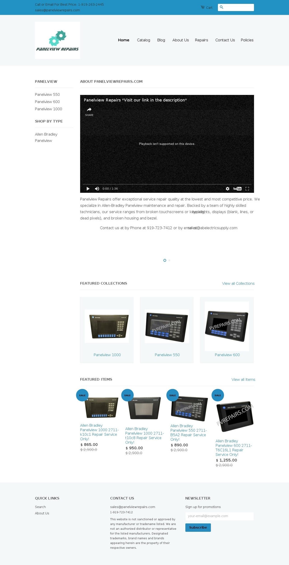panelviewrepairs.com shopify website screenshot