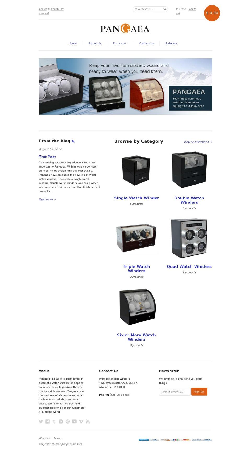 pangaeawinders.com shopify website screenshot
