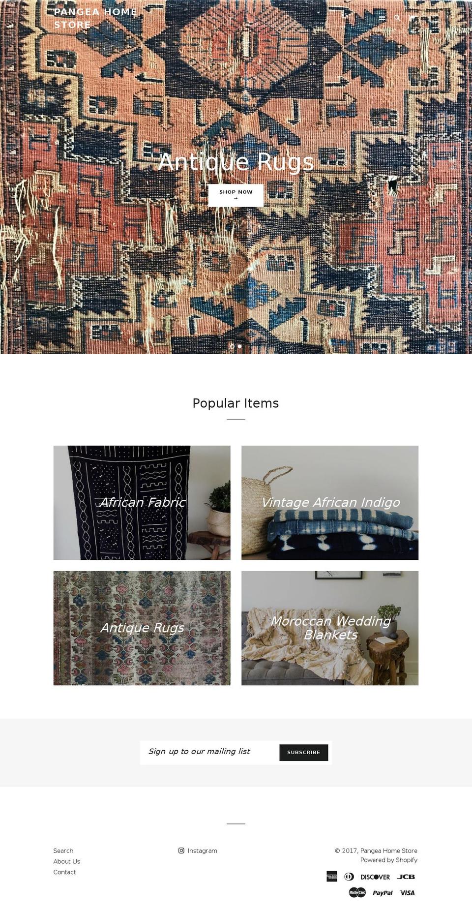 pangeahomestore.com shopify website screenshot