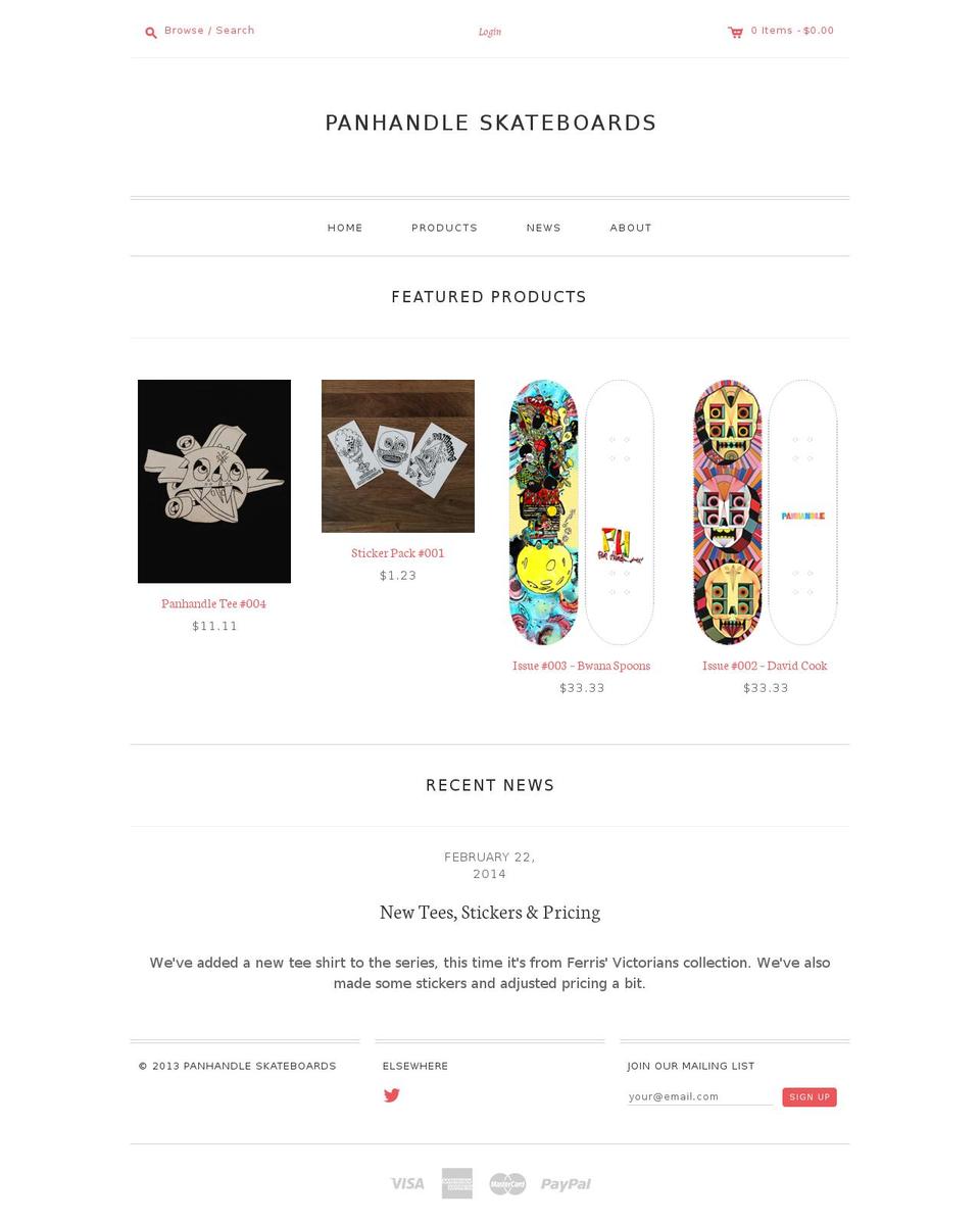 panhandleskateboards.com shopify website screenshot