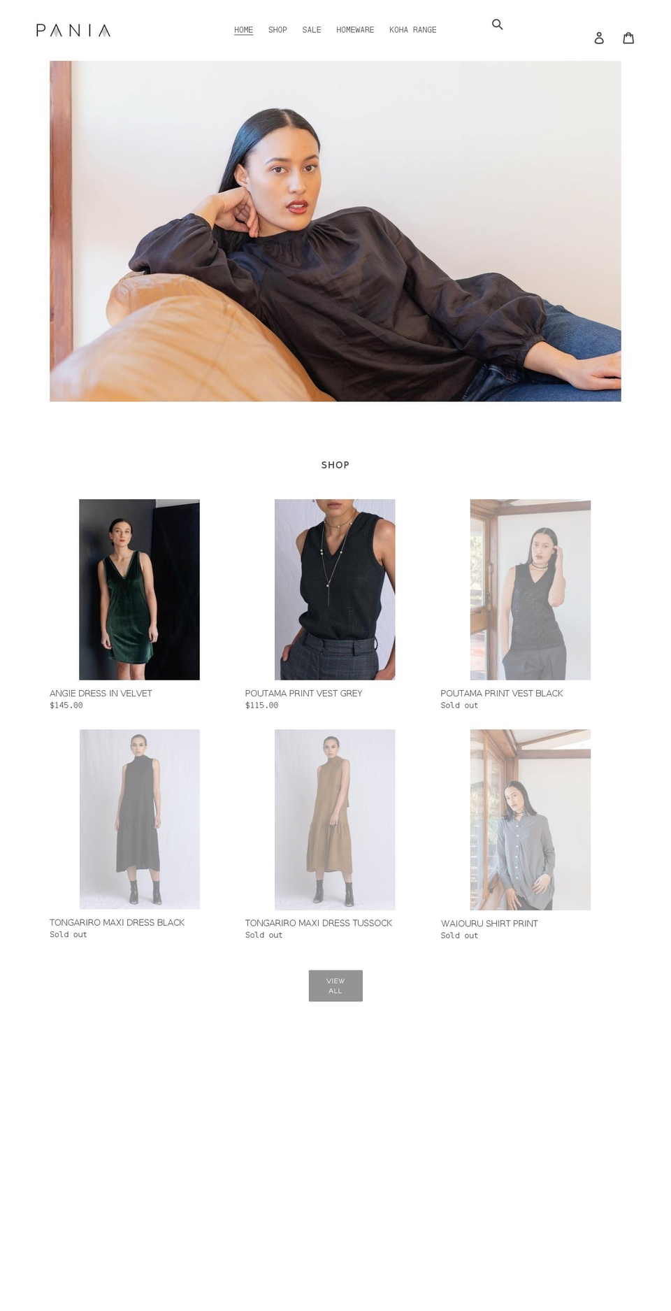 pania.co.nz shopify website screenshot