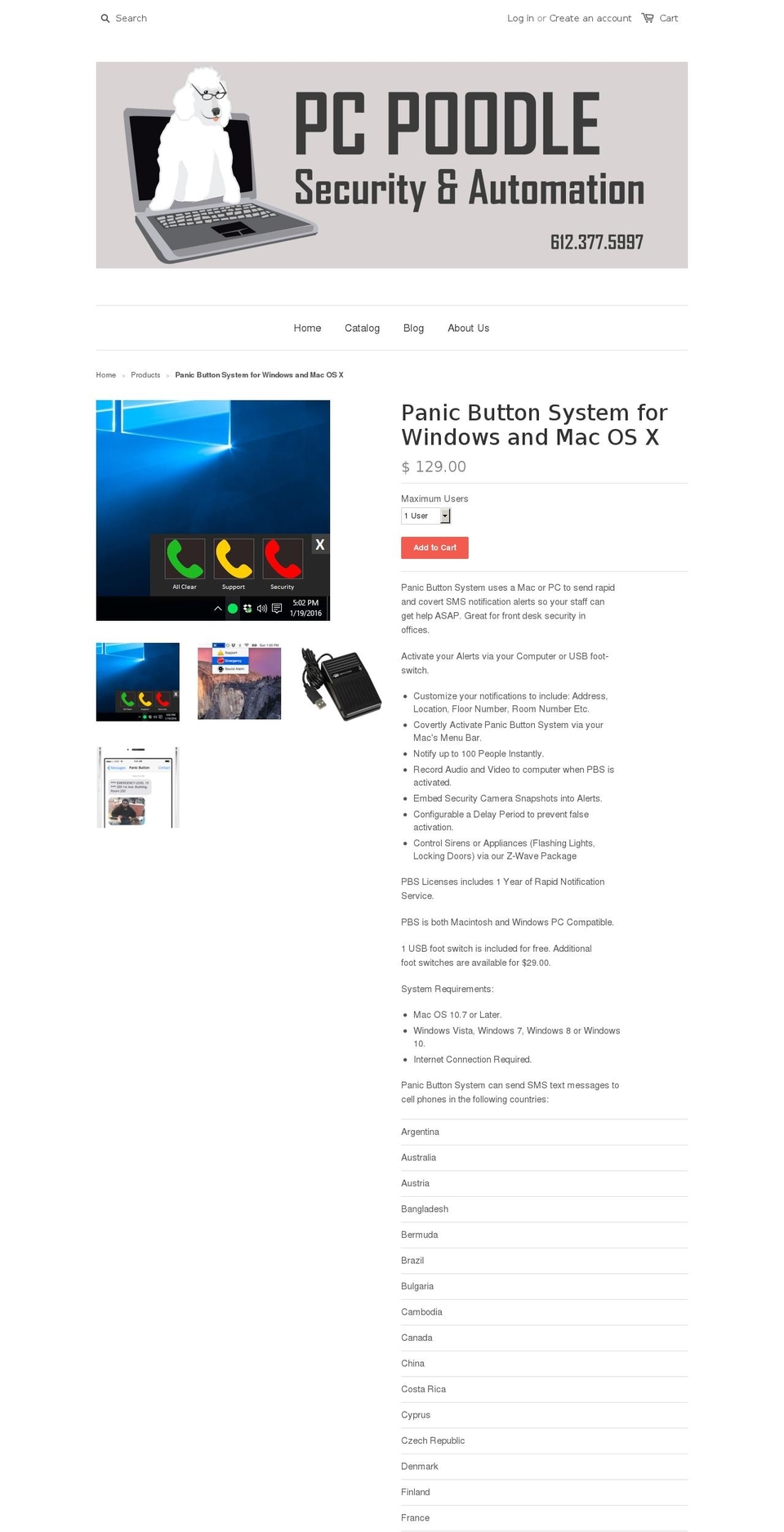 panicbuttonsystem.com shopify website screenshot