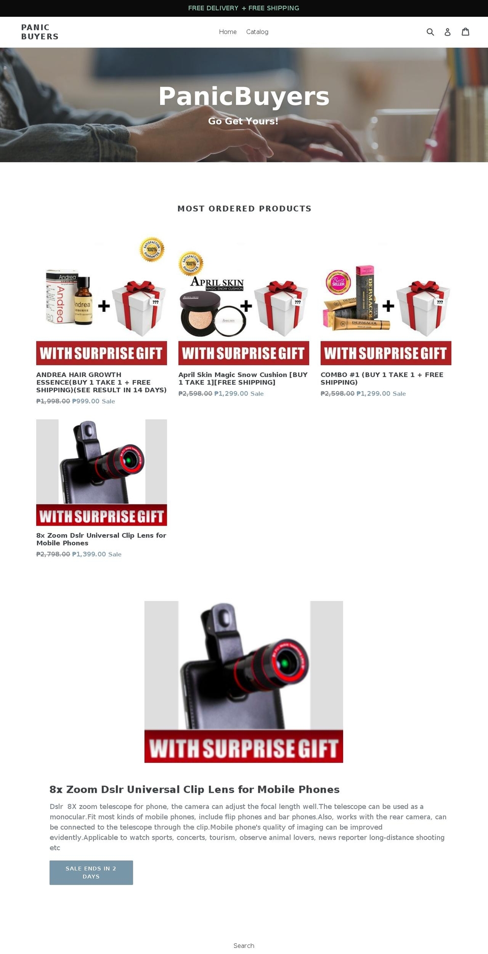 panicbuyers.com — Shopify storefront screenshot